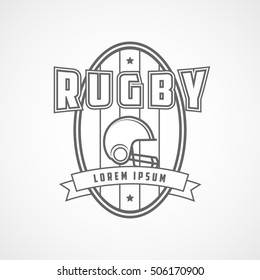 Rugby Emblem Line Icon On White Background 