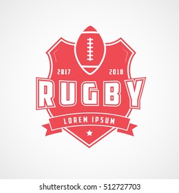 Rugby Emblem Red Flat Icon On White Background