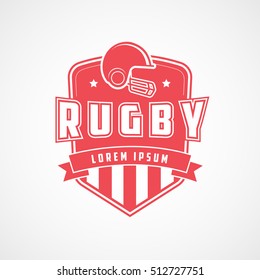 Rugby Emblem Red Flat Icon On White Background