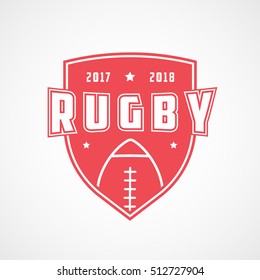 Rugby Emblem Red Flat Icon On White Background