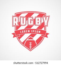 Rugby Emblem Red Flat Icon On White Background
