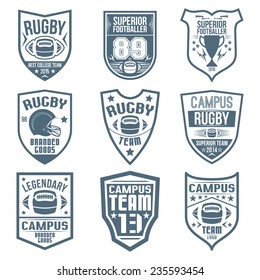 Rugby emblems in flat style