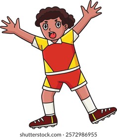 Rugby Female Fullback in Defensive Stance Clipart