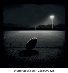 Rugby field by night whith grass