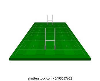 Rugby field with rugby gate, isometric vector illustration. 