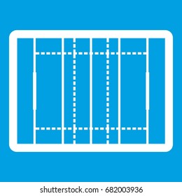 Rugby field icon white isolated on blue background vector illustration