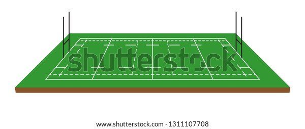 Rugby field\
isometric vector illustration on\
white