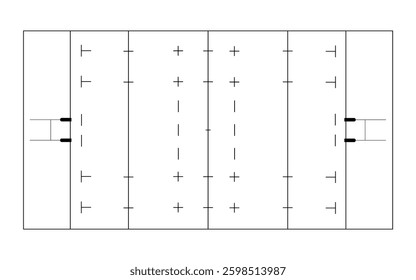 Rugby field. linear style. Vector illustration EPS10.