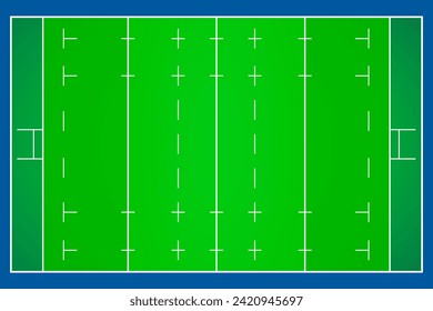 Rugby-Feld mit Markierung aus der Draufsicht.