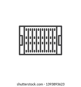 Rugby field top view line icon. linear style sign for mobile concept and web design. American football field outline vector icon. Symbol, logo illustration. Pixel perfect vector graphics