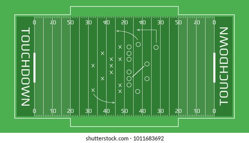 Rugby field vector flat illustration