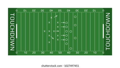 Rugby field vector flat illustration
