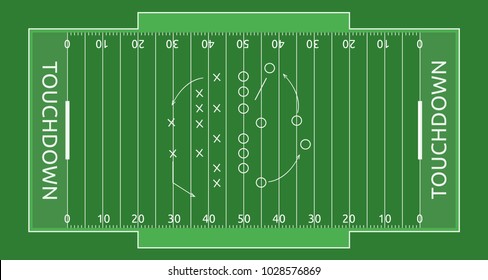 Rugby field vector flat illustration