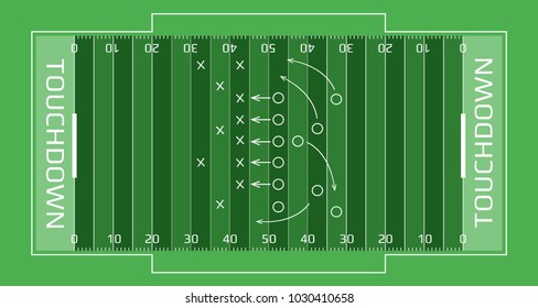 Rugby field vector flat illustration