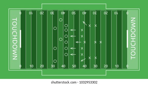 Rugby field vector flat illustration