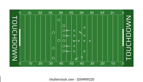 Rugby field vector flat illustration