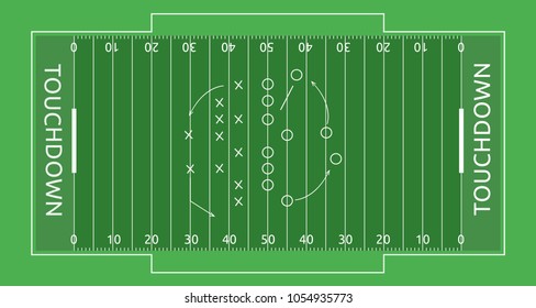 Rugby field vector flat illustration