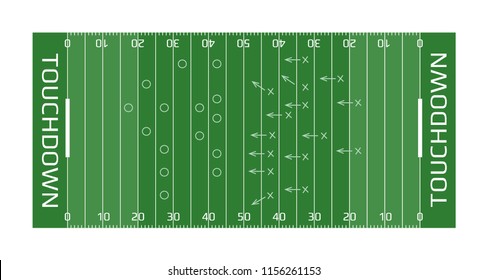 Rugby field vector flat illustration