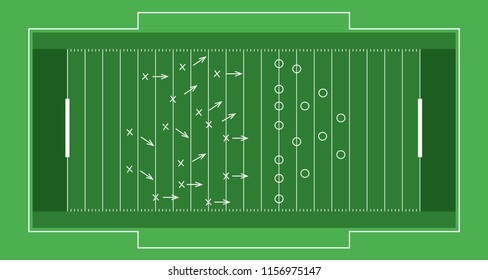 Rugby field vector flat illustration