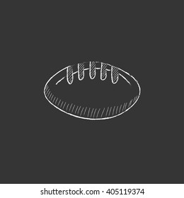 Rugby football ball. Drawn in chalk icon.