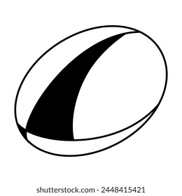 Rugby football ball line icon isolated on white