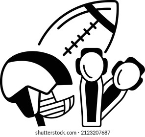 Rugby football Concept, Team sports Vector Icon Design, Sporting equipment Symbol, Physical Fitness and Wellness Sign, Leisure Activity stock illustration