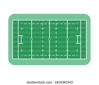 Rugby football field. Top view. Isolated on white background