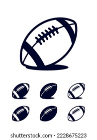 Rugby or football icon set. Sports ball vector illustrations.