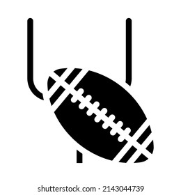 rugby game ball and gate glyph icon vector. rugby game ball and gate sign. isolated contour symbol black illustration