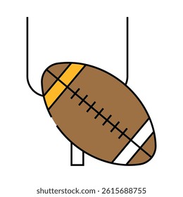 rugby game ball and gate line icon vector. rugby game ball and gate sign. isolated symbol illustration
