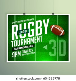 Rugby Game Event Flyer Poster Design Vector Template