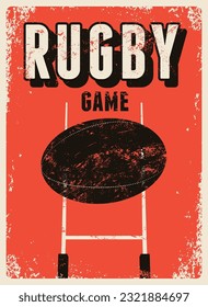 Rugby Game typographical vintage grunge style poster design. Retro vector illustration.