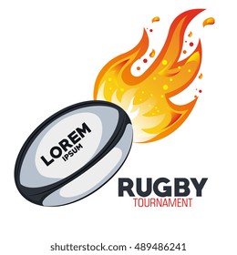 rugby goal tournament with flames graphic