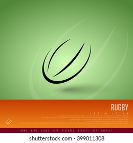 Rugby Green Orange Freehand Sketch Sparse Graphic Design Vector Illustration EPS10
