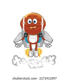 the rugby head with jetpack mascot. cartoon vector
