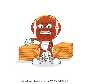 the rugby head karate mascot. cartoon vector