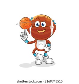 the rugby head playing basket ball mascot. cartoon vector