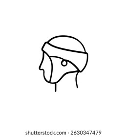Design de ícone de estilo de linha de protetor de cabeça de rugby