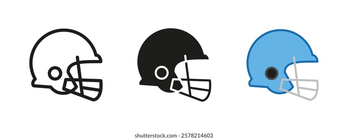 Rugby helmet icon. American football player protective helmet vector illustration. College sport league symbol. American football competition, championship or tournament sign. Sports safety mask.