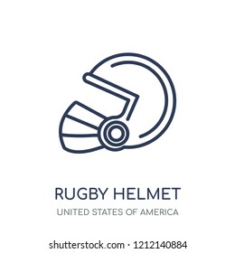 Rugby helmet icon. Rugby helmet linear symbol design from United states of america collection. Simple outline element vector illustration on white background.