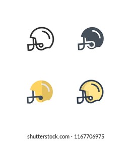 rugby helmet icon vector with four different styles