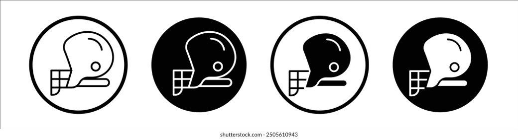 Conjunto de íconos de Vector de casco de rugby con estilo relleno y delineado negro.