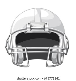 Rugby helmet. white mask on white. Gear for American football