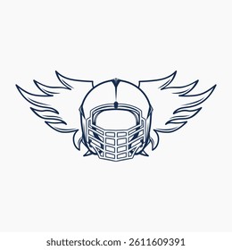 Rugby helmet with wings line