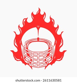 rugby helmet withe red fire