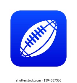 Rugby icon blue vector isolated on white background