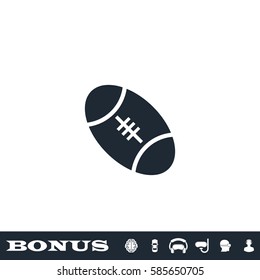 Rugby icon flat. Black pictogram on white background. Vector illustration symbol and bonus button