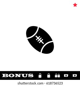 Rugby icon flat. Black pictogram on white background. Vector illustration symbol and bonus button open and closed lock, folder, star