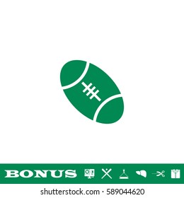 Rugby icon flat. Green pictogram on white background. Vector illustration symbol and bonus button