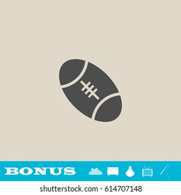 Rugby icon flat. Grey pictogram on light background. Vector illustration symbol and bonus button real estate, ottoman, vase, tv, fishing rod